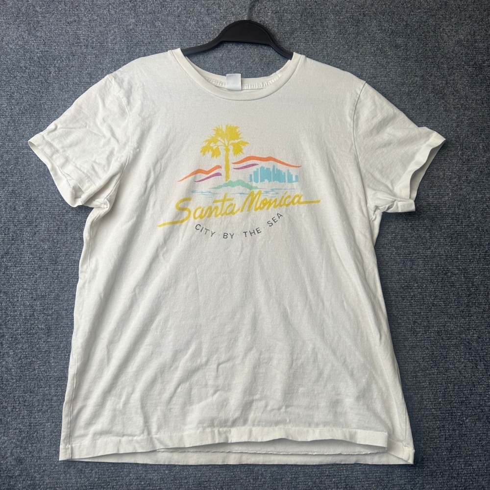 RE/DONE Santa Monica T-Shirt Womens L White Graphic Tee California Souvenir USA